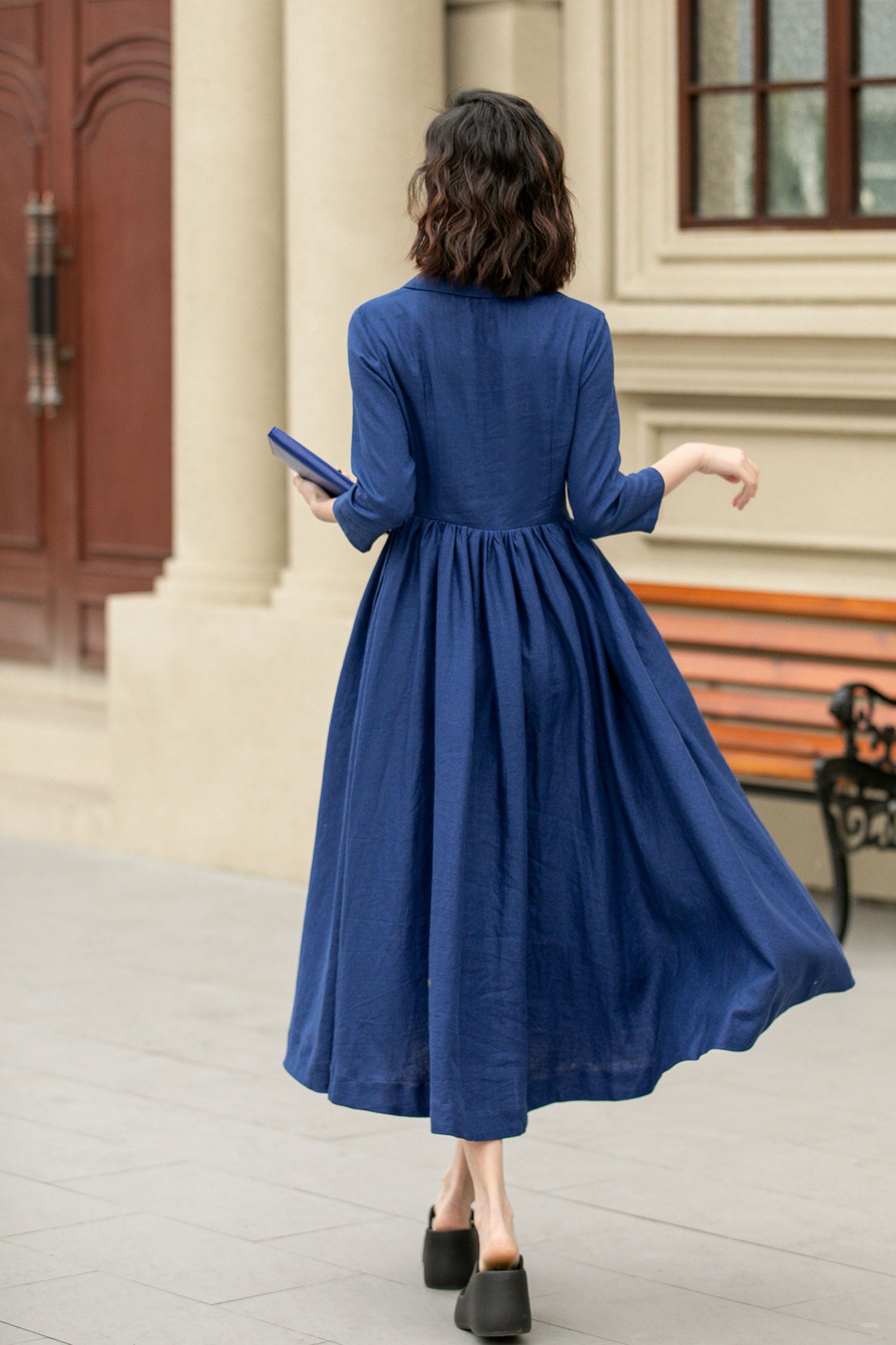 blue linen shift dress Sleeveless Linen Shift Dress