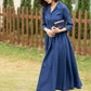 blue midi linen shirt dress women 4955