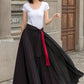 Women Black Chiffon Long Maxi Skirt 2714,Size L CK2201606