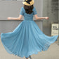 Blue Empire waist Chiffon Wedding dress 4266