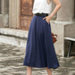 Elegant Navy Blue A-Line Skirt 3696#