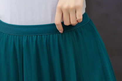 Boho Chiffon Midi Skirt, Elastic Waist Circle Skirt | Xiaolizi 4271