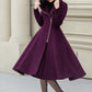 Burgundy winter wool coat with zipper closure 5345