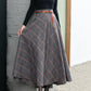 Plaid winter  long wool skirt women 4676