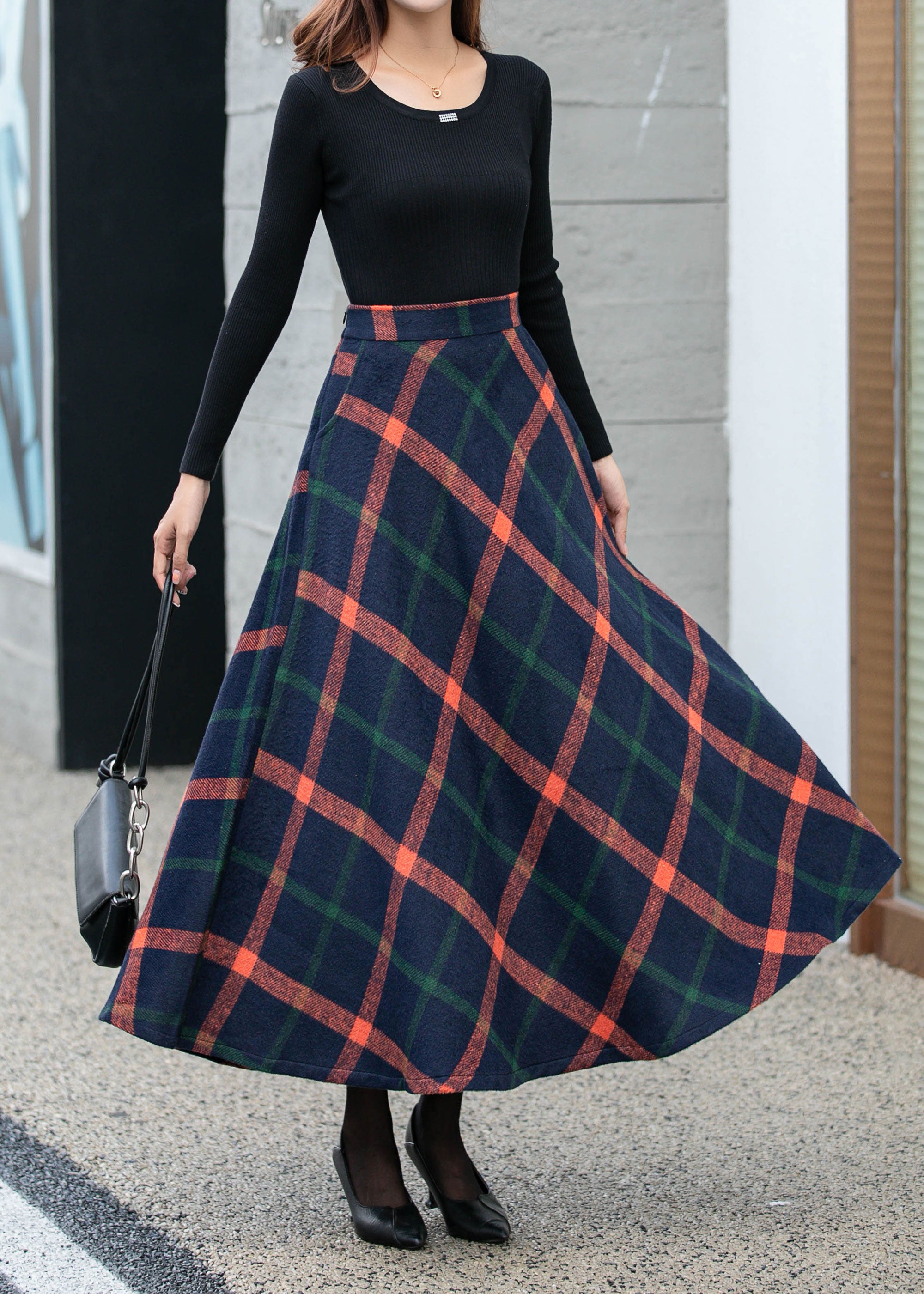 Womens plaid clearance maxi skirts