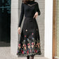Black Midi Embroidered Wool Skirt 4127
