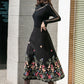 Black Midi Embroidered Wool Skirt 4127