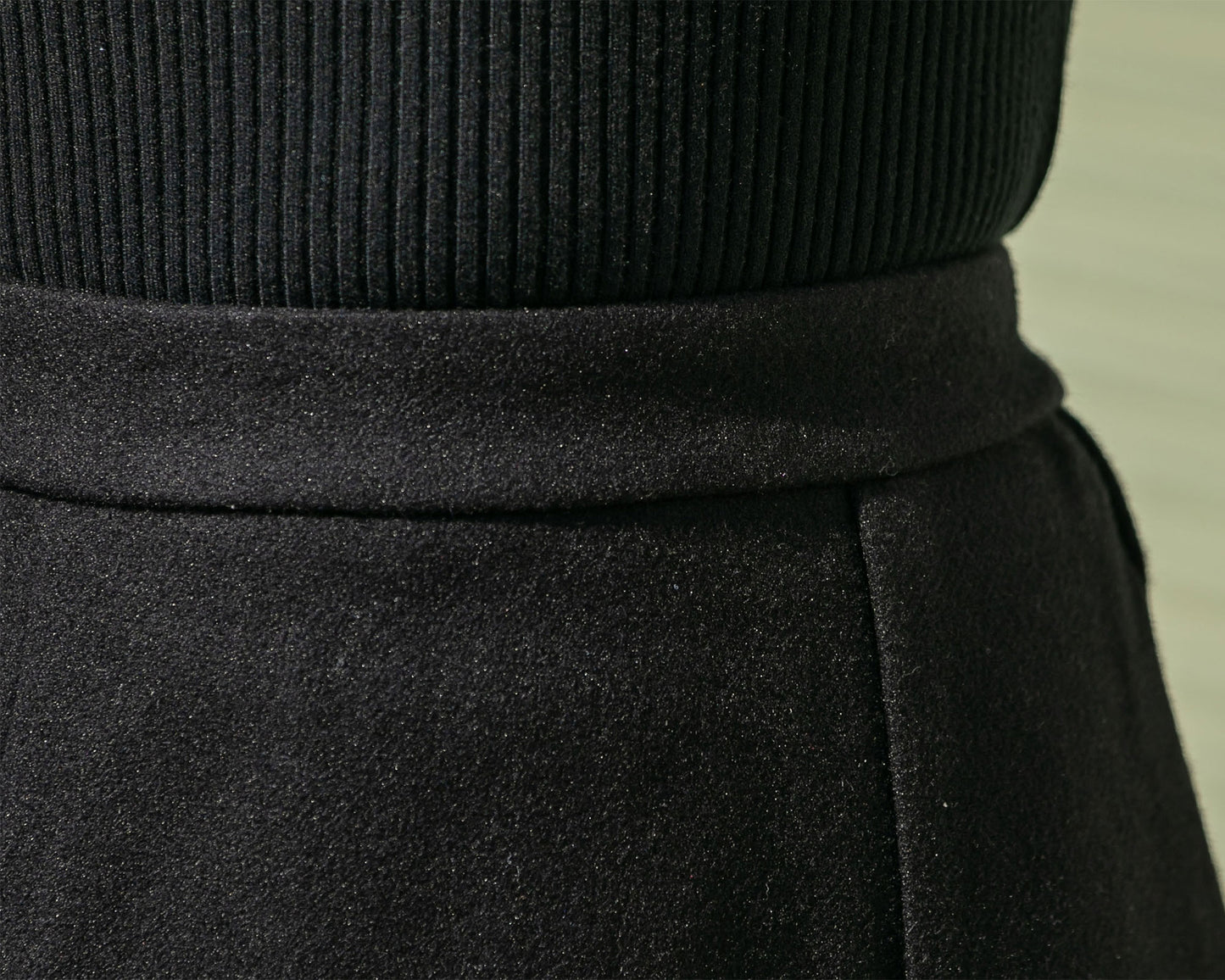 Black Midi Embroidered Wool Skirt 4127