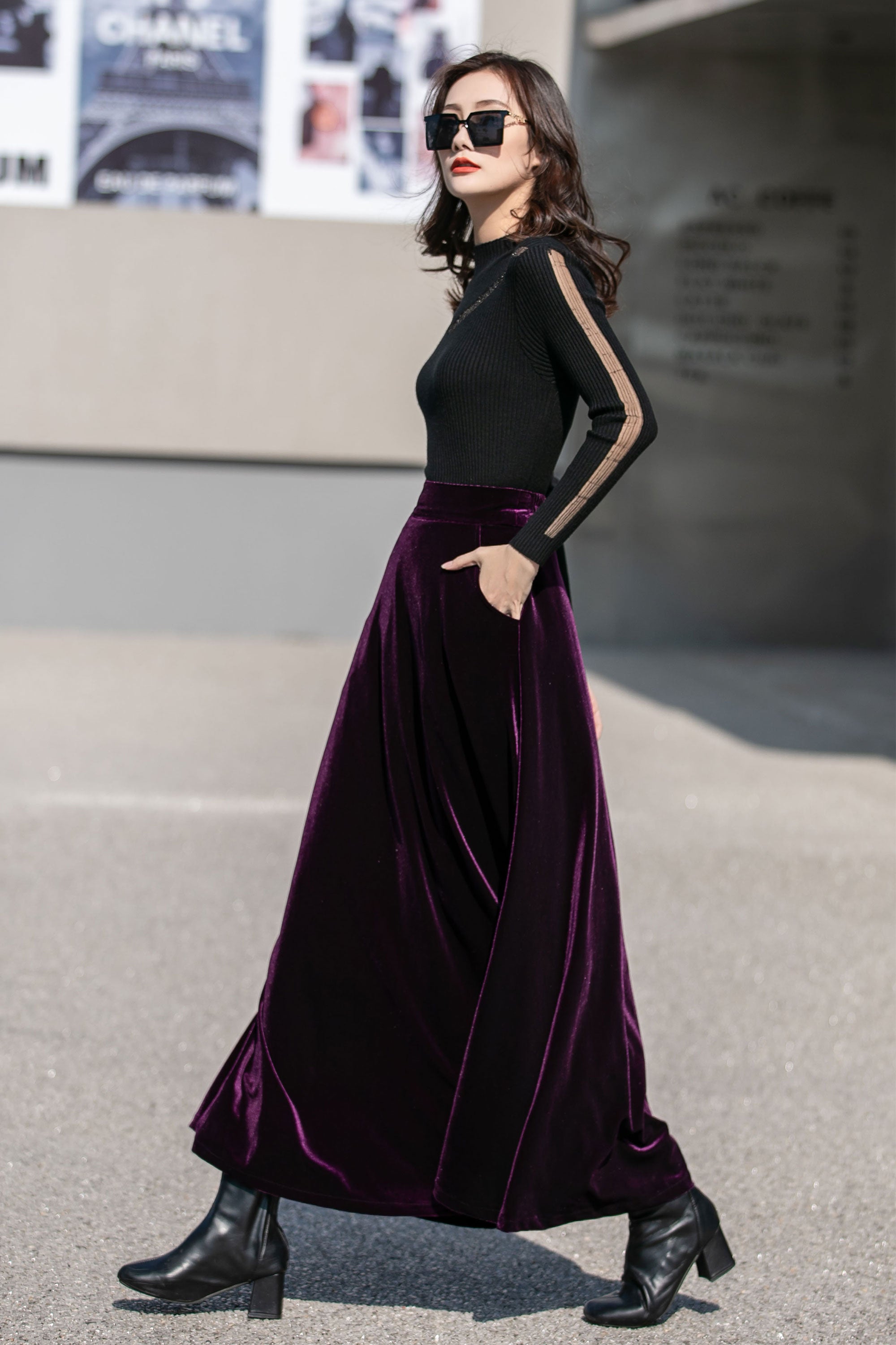 Purple Long Velvet Skirt 4136 – Xiaolizi