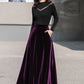Purple Long Velvet Skirt 4136