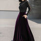 Purple Long Velvet Skirt 4136
