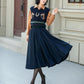 High waist a line winter wool skirt 6338