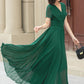Flowy Green Chiffon Dress – Bridesmaid, Garden Party & Wedding Guest Dress | Xiaolizi 6025