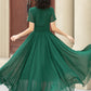 Flowy Green Chiffon Dress – Bridesmaid, Garden Party & Wedding Guest Dress | Xiaolizi 6025