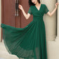 Flowy Green Chiffon Dress – Bridesmaid, Garden Party & Wedding Guest Dress | Xiaolizi 6025