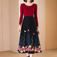 Midi black Embroidered Wool Skirt 4775