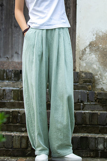 summer loose fitting linen pants women 4307