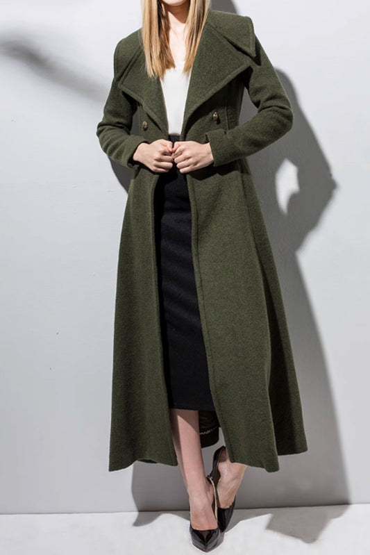 army green long winter wool coat 4716