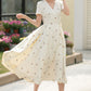 Handmade Cream White Embroidered Linen Cotton Wrap Dress – Vintage Summer Midi 5835
