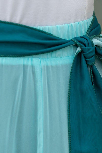 Blue Long Chiffon Maxi Skirt Women 4270