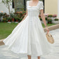 White Linen Midi swing Dress 5980