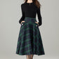 Xiaolizi Plaid Wool-Blend Pleated A-Line Midi Skirt – Plus-Size Winter 6502