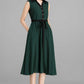 Sleeveless green linen shirt dress women 2362