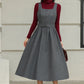 Gray sleevelss wool dress with belt 6427