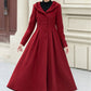 Long swing red winter wool coat women 5346