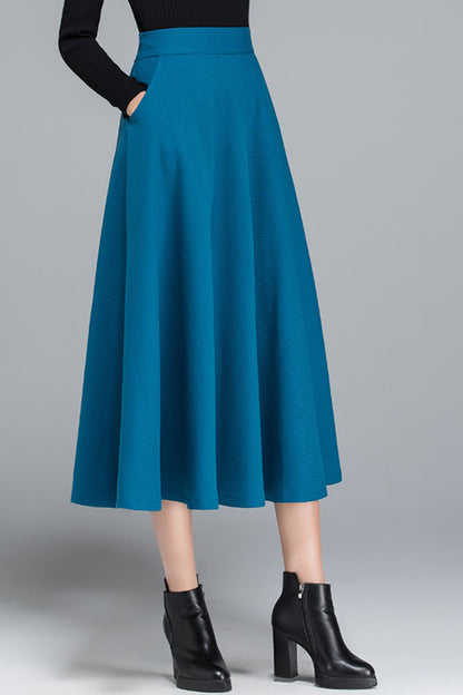 High waist midi autumn skirt women 6196