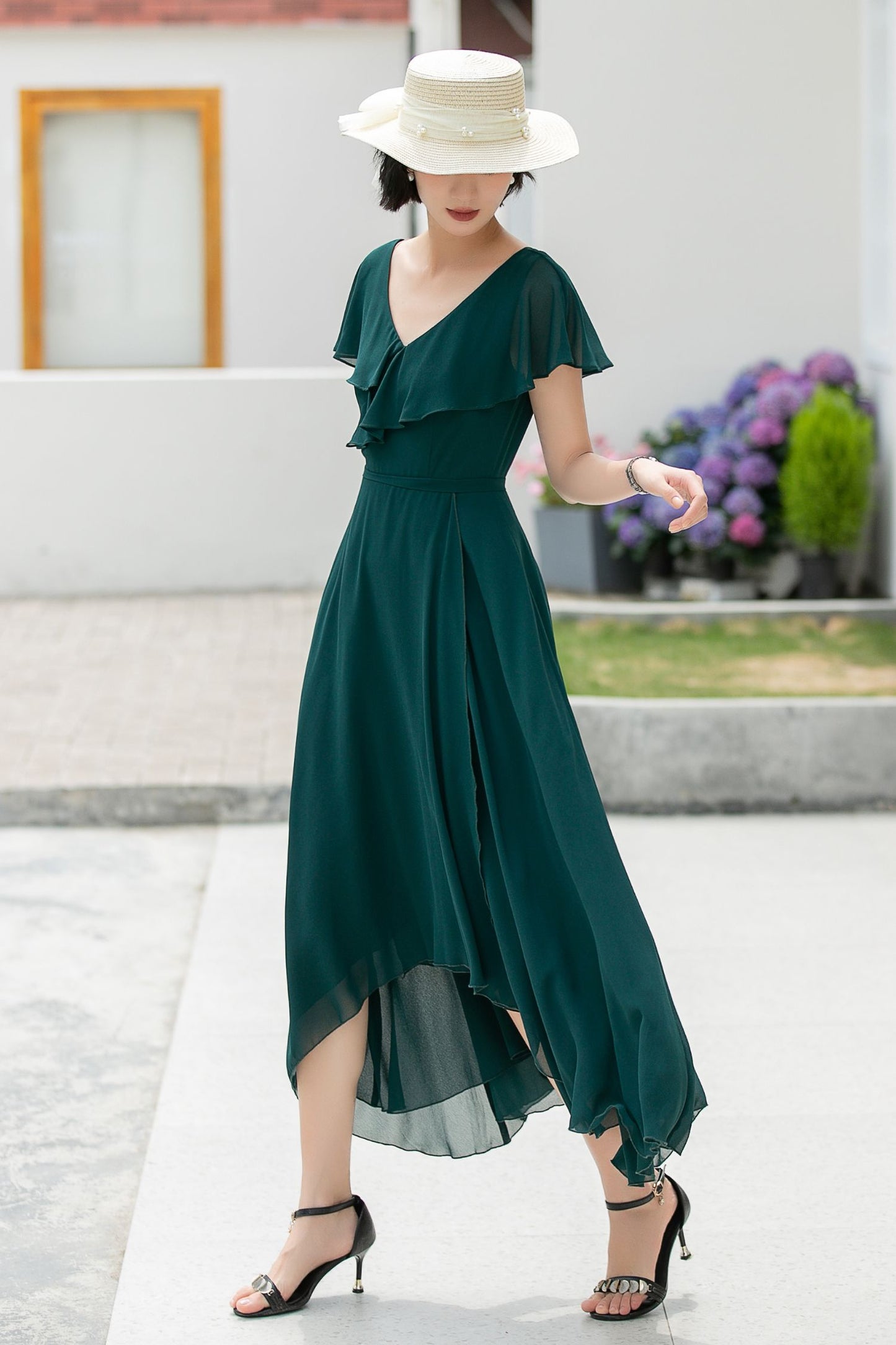 green swing summer chiffon dress 5990