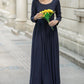 Navy Blue Maxi Linen Dress 5683