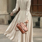 Beige midi linen shirt dress 5674