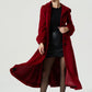 Burgundy long dress wool coat 1977#