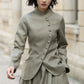 Linen Short Jacket – Button Closure with Lapel Collar and Side Pockets for Spring & Autumn 5681