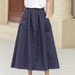 Button up midi summer linen skirt 4944