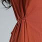 Orange Sleeveless Midi Linen Dress 3617