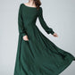 Vintage Inspired Green Linen maxi dress 1454