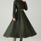 Army Green Herringbone Wool Coat – Elegant A-Line Maxi Winter Coat | Xiaolizi 6574