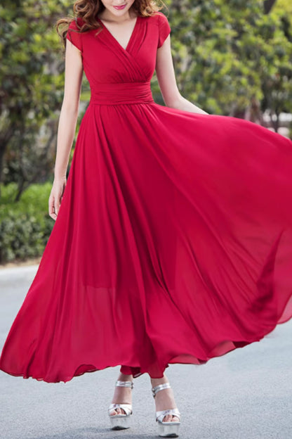 V neck prom summer wedding chiffon dress 5162