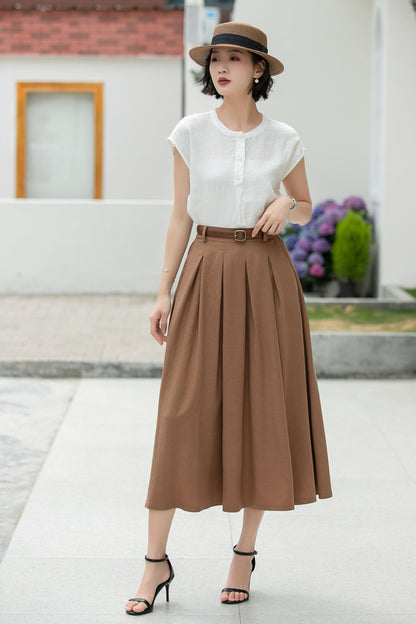 Women linen summer skirt 5982 -XS #CK2500318
