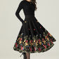 Black embroidered midi wool skirt 4665