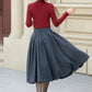 Swing Midi Wool Skirt Women 5458