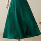 Green Linen Maxi Skirt with pockets 4974