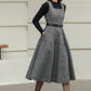 Handmade Wool Pinafore Dress – Gray Sleeveless Midi for Autumn Winter 6418