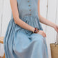 A line loose fitting light blue linen dress 2804
