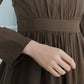 Elegant Brown Linen Midi Dress 5515