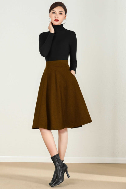 Gray Wool A-Line Skirt - Winter Ready, Flattering Fit 5233