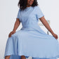 Plus size Blue Linen swing dress 3401