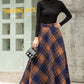 Women Winter long Plaid Wool skirt 2835